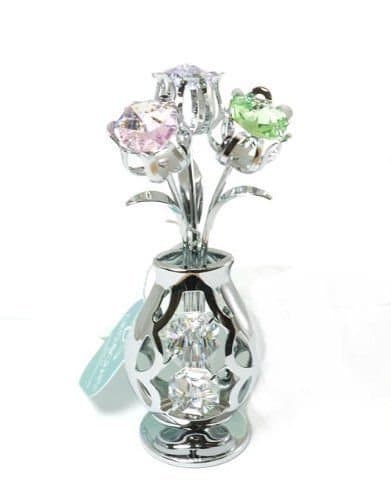 Crystal Ornaments Mini Gift Box Set Crystocraft Made With Elements Keepsake (TULIPS IN VASE 3)
