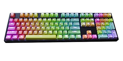NPKC PBT Rainbow Gradient Keycaps Double Shot Shine Through with ANSI OEM Profile Fit Cherry MX Switches for Mechanical Keyboard (108-Key)