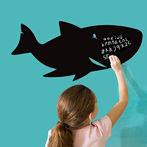 Shark Pattern Blackboard Writing Board Wall Decal Home Sticker PVC Murals Vinyl Paper House Decoration Wallpaper Living Room Bedroom Kitchen Art Picture DIY for Children Teen Senior Adult Nursery Baby