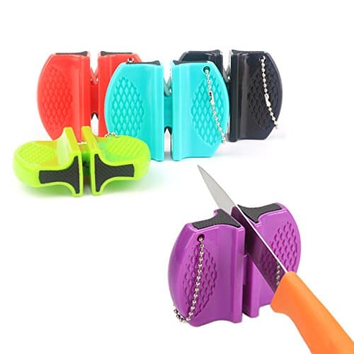 Ofcose Knife Sharpener - 2 Stage Scissors Pocket Folding Butterfly Chef Ceramic Knife Grinders - for Kitchen, Camping and Outdoors (Random Color)
