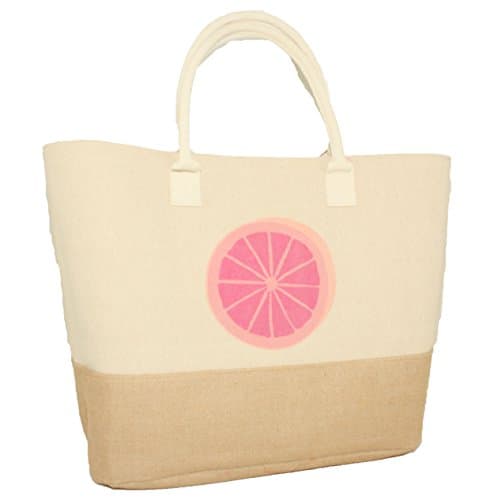 Silver One Oversized Water Resistant Canvas & Woven Combo Travel Beach Tote Bag with Durable Canvas Handle