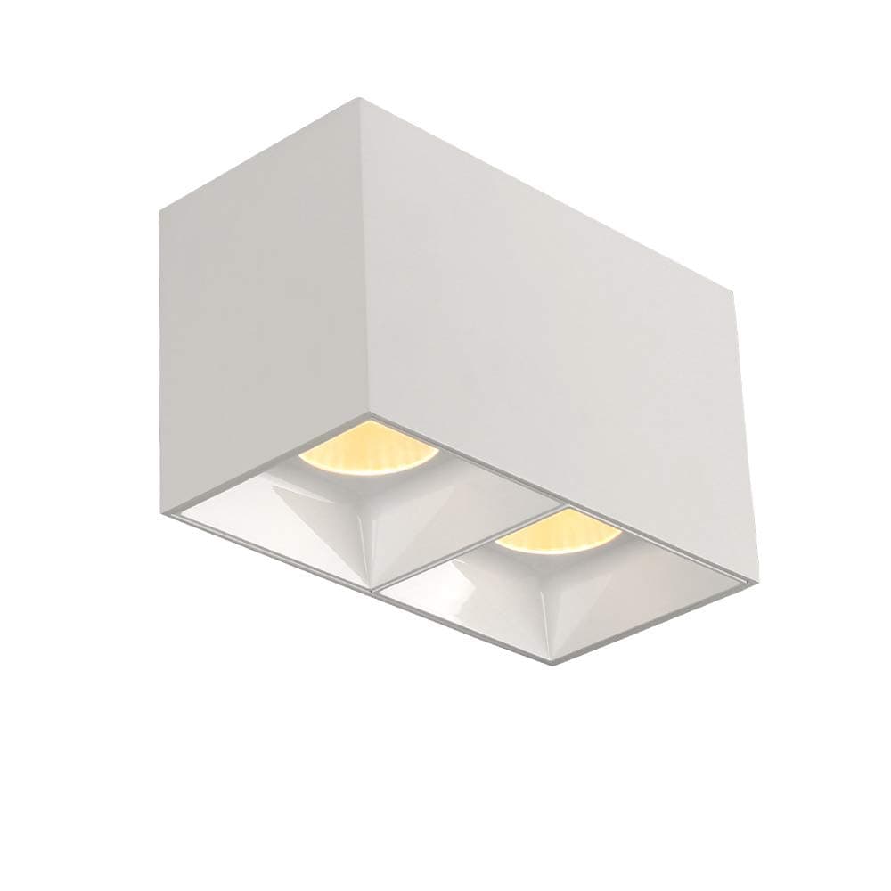 Aisilan LED Surface Mounted Ceiling Spotlight Double Head Square COB Living Room Corridor Aisle Ceiling Spot Light Cube Lamp Warm White 24W Large Size MTD615W3K24WL