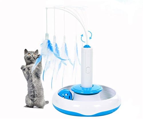 Fly By Spinner Interactive Cat Toy Wire Chaser Wand Teaser Feather