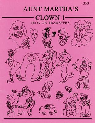 Aunt Martha's Iron-On Transfer Pattern Books-Clowns