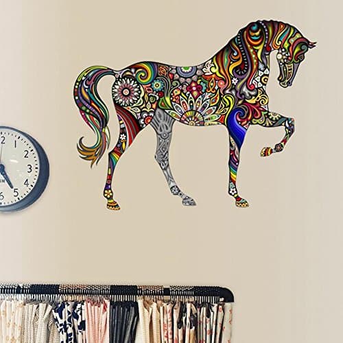 WillsCase 3D Solid Colored Drawing Animal Fine Horse Wall Stickers Decor Decal Vinyl Bedthroom Living Room Art Wall Sticker Waterproof Removable Decal