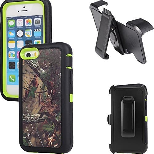 Huaxia Datacom iphone 5c Case, 5c Cases Dirtproof shockproof Water Resist Real Tree Design Cover Tough Impact High Protective Iphone 5c Cases Rugged Rubber Dual-layer W/Belt Clip Holster