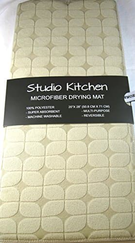 Studio Kitchen XL Microfiber Drying Mat Light Beige 20" x 28" 100% Poly. Reversible