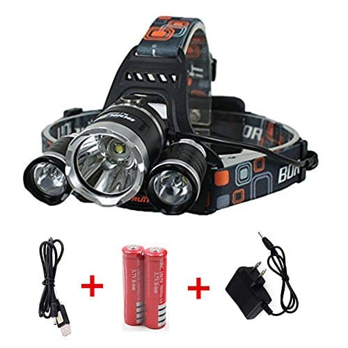 Ankong®5000 Lumen Bright Headlight Headlamp Flashlight Torch 3 CREE XM-L2 T6 LED with Rechargeable Batteries and Wall Charger for Hiking Camping Riding Fishing Hunting