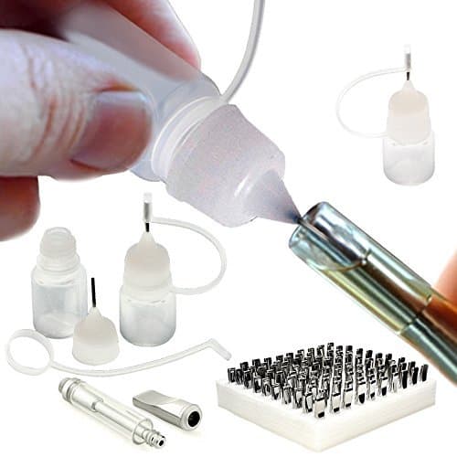 3 Pcs 3ML Clear Needle Tip Bottle and 25x .5 Gram or .5 (ML) Milliliter Stainless Steel Tank | Perfect for refilling cartridge, tattoo artists ink, kitchen ingredients, glue, paint and more