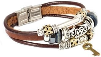 Fashion Plaza Leather Bracelet with Key Design