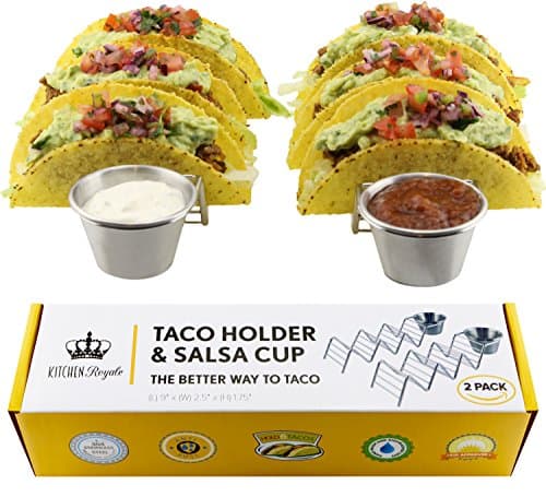Kitchen Royale 2 Pack Stainless Steel Taco Holder Stand, Rustproof Rack for 2 or 3 Soft Taco Shells Each – Dishwasher and Oven Safe for Baking – Perfect for a Backyard Party Picnic