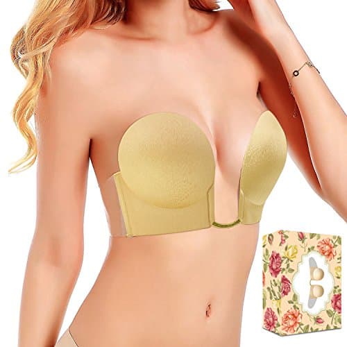Adhesive Backless Push up Invisible Womens Bra Sticky Deep U Plunge Silicone Reusable Strapless Bras for Women