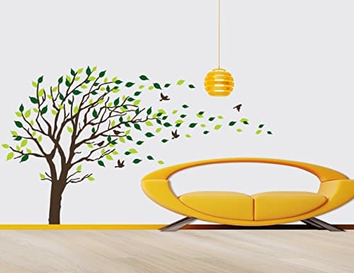 Huge Size Green Tree Birds Wall Decals Removable Wall Decor Decorative Painting Supplies & Wall Treatments Stickers for Girls Kids Living Room Bedroom office
