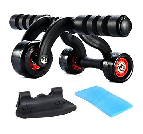 JOMIGLI 3 Wheel Ab Roller Abdominal Training Rollers Exercise Equipment Push-Up Stands with Knee Pad & Floor Stopper