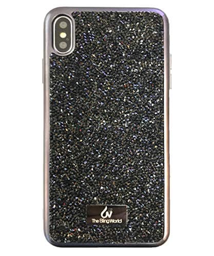 The Bling World iPhone Xs Max Back Case | Protective Cover | Sparkling Black | Fashionable And Glamorous | Glitter Bumper Case | Handcrafted Bling Design | Perfect For Girls/Ladies | Shockproo [BLACK]