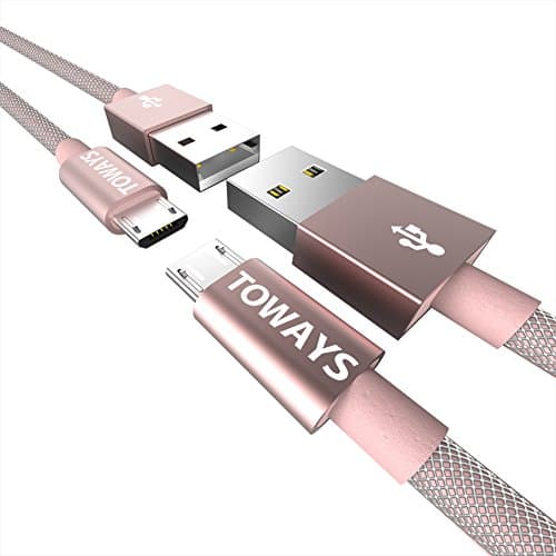 Micro USB Cable Toways (2-Pack 3.3ft/1m) USB to Micro USB Charger Nylon Braided Ultra Durable Cable for Samsung Galaxy, Sony, HTC, Nexus, LG, Motorola, Android Smartphones, Kindle and More (Rose Gold)