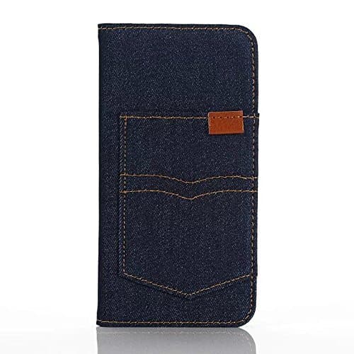 MAKEIT for Samsung Galaxy S7 Leather + Cowboy pattern Wallet Flip Case Cover Pouch (2-Dark blue)