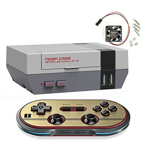 NESPI CASE, Retroflag NES Style Case for Raspberry Pi 3, 2 and B+ &amp; 8bitdo Wireless Bluetooth Remote(FC30 Pro)