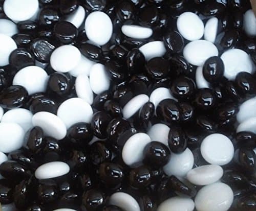 Creative Stuff Glass - 3 Lb - Opal Black & White Mix Glass Gems - Vase Fillers (14-17mm, Approx. 1/2"-5/8")