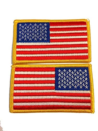 American Flag Iron On Regular and Reverse Bundle Lot of 2 Pieces Embroidered Patch Appliqué Emblem
