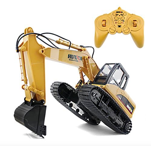 DoToy 15 Channel Full Functional RC Excavator,Electric Remote Control Construction Tractor Metal Shovel