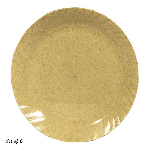 Decornt Unbreakable Dinner Plates; Made Plastic Material; Round Shape; Diameter 12 Inches; Set of 6; Leher Design; Brown Color.Suitable for Dinner Lunch Party & Events