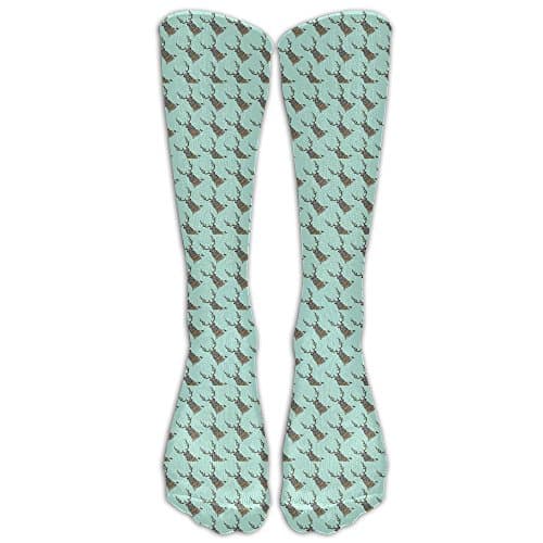 Antler Pug Pattern2 Compression Socks For Women And Men Athletic Running Socks For Nurses Medical Travel Varicose Veins Sports - Below Knee High
