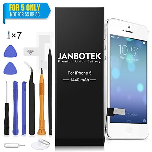 JANBOTEK Internal Li-ion Battery for iP 5 / 5G with Complete Repair Tools Kit and Instructions - 24 Month Warranty