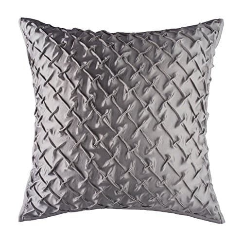 The Pink Champa Large Luxury Textured Solid Diamond Square Decorative Throw Pillow Cover, 18x18,Grey Silver Metallic
