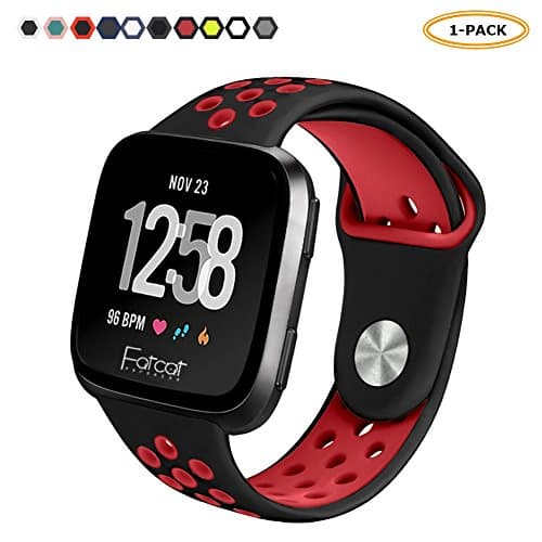 FatcatBand Fitbit Versa Strap Bands, Easy Adjust Breathable with Ventilation Holes Soft Silicone Sport Replacement Accessory Bracelet Straps for Fitbit Versa Fitness Activity Wristband