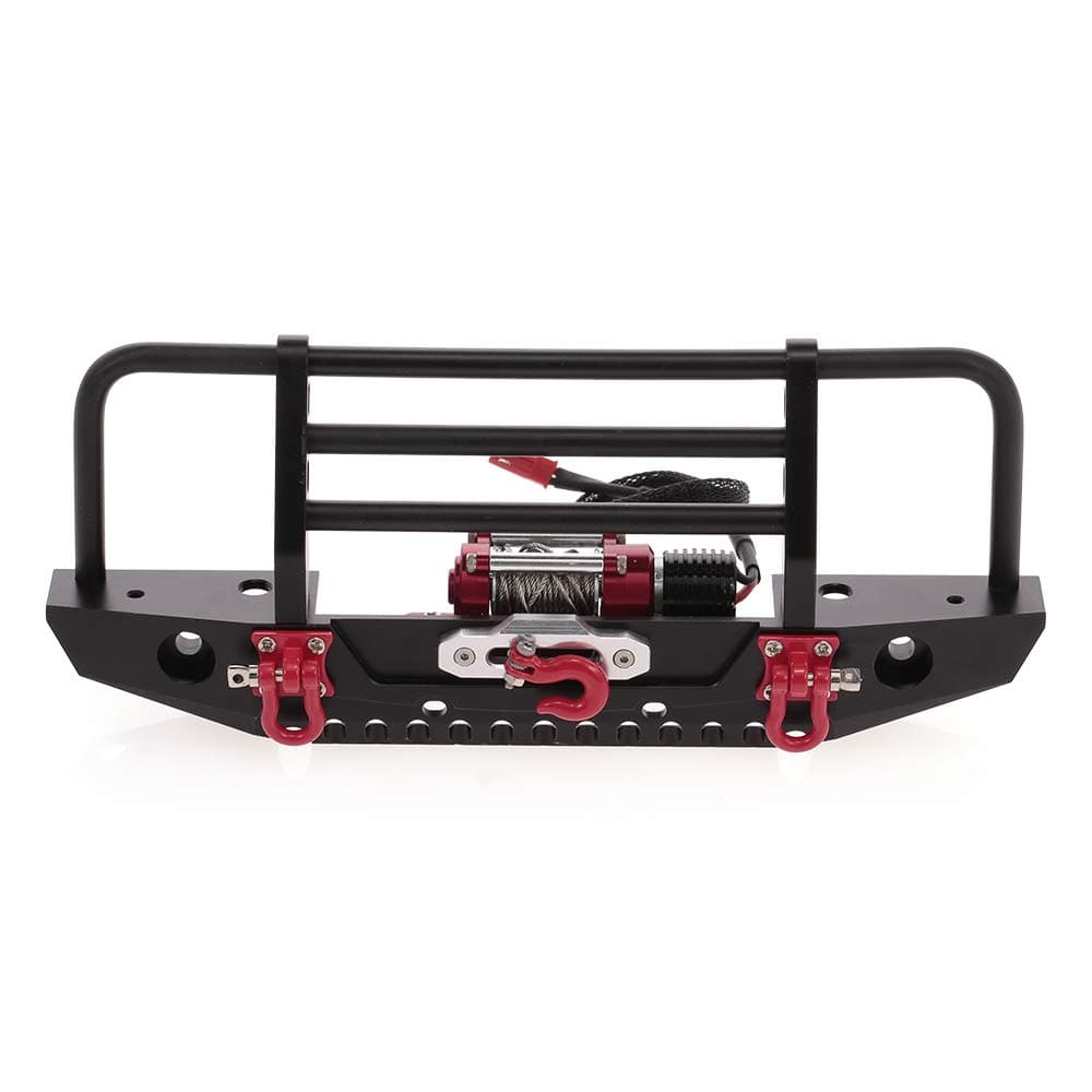 Goolsky Metal Bumper with Winch 2 LED Light Remote Controller Receiver for Traxxas TRX-4 Axial SCX10 RC Crawler Car