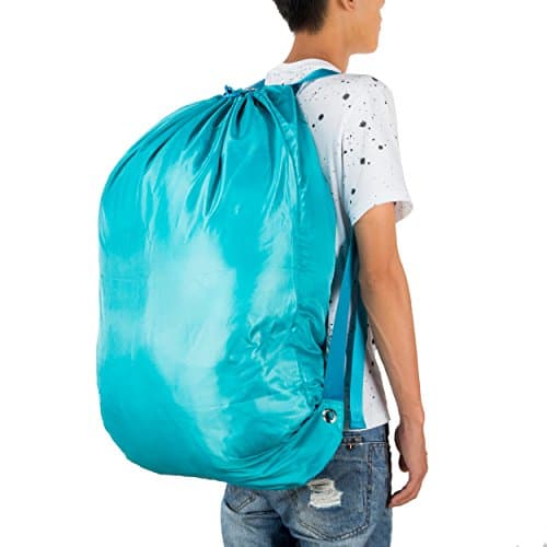 VIILER Hanging Laundry Bag, Hanging Laundry Pack with Adjustable Shoulder Straps and Lockable Drawstring