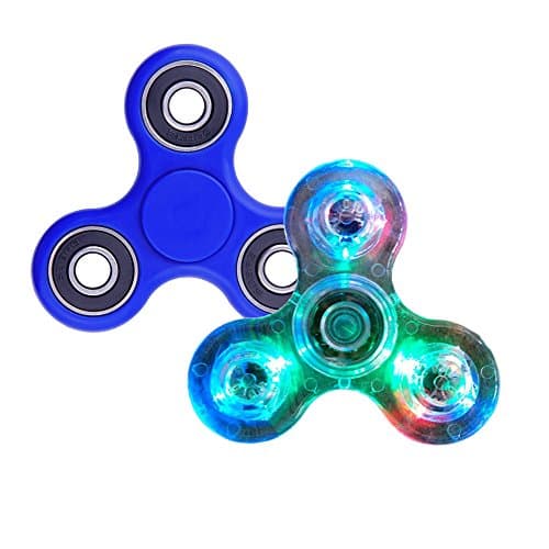 Mafun LED table Toy EDC 2 Pack Hand Spinner, High Speed Bearing - 2-3 Mins Of Smooth Spinning, For Adult Children, Stress Relief, ADD, Anxiety, Autism Sensory (Blue and Crystal)