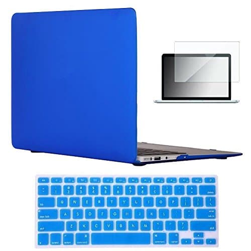 Vasileios 3in1 Rubberized Frosted Soft-touch Hard Shell Case Cover &amp; Screen Protector for 13-inch Macbook Air 13.3" (Model: A1369 and A1466) (New Royal Blue)