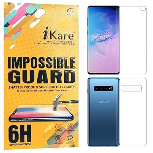 ikare front & back fiber impossible screen guard for samsung galaxy s10 plus full screen coverage (except edges) transparent
