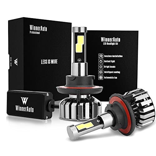 WinnerAuto LED Headlight Bulbs H13 9008 COB Clips Conversion Kit, 72W 7,200LM 6K Cool White, Slim Size, Perfect Beam, 2 Yr Warranty