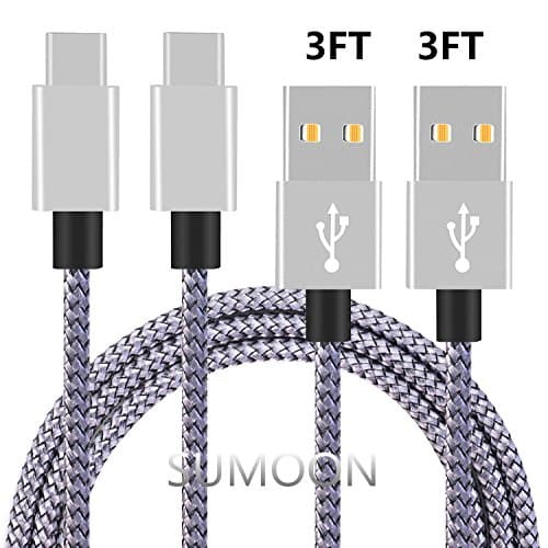 Type C Cable, SUMOON 2 Pack 3FT Nylon Braided USB A to USB C Charger Cable Fast Charging Cord for Note8/S8/S8 Plus, Google Pixel 2 XL/Pixel XL, Nexus 6p/5X, LG V30/G6, HTC 10 and More (2-3FT)