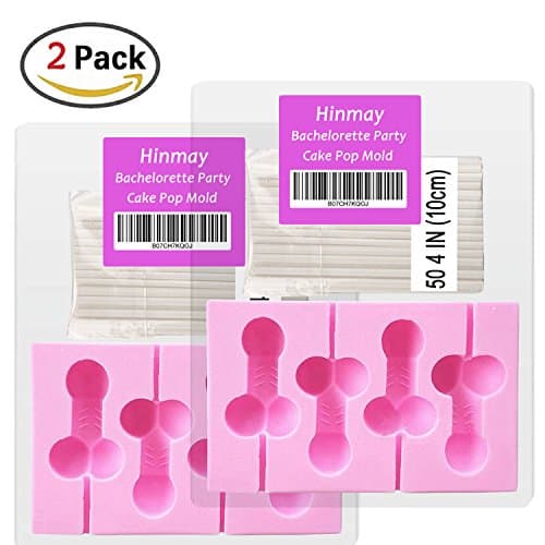 Hinmay Peter Shaped Cake Pop Mold with 50 Sticks - Set of 2 - Silicone Lollipop Mold Tray Great for Chocolate Hard Candy, Lollipop and Party Cupcake