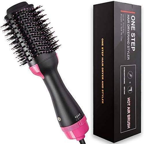 One Step Oval Portable Salon Hot Air Brush with Ionic Technology Hair Dryer and Styler Comb Electric Blow Curler…