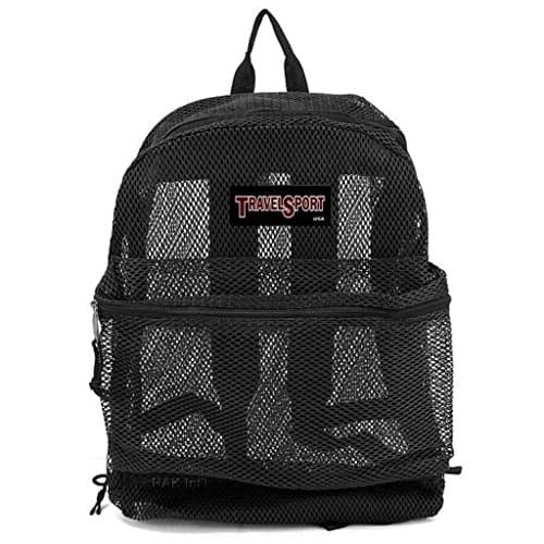 Transparent See Through Mesh Backpack/ School Bag (Black)