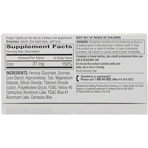 Fergon High Potency Iron Supplement Tablets - 100 Ea(Pack Of 2)