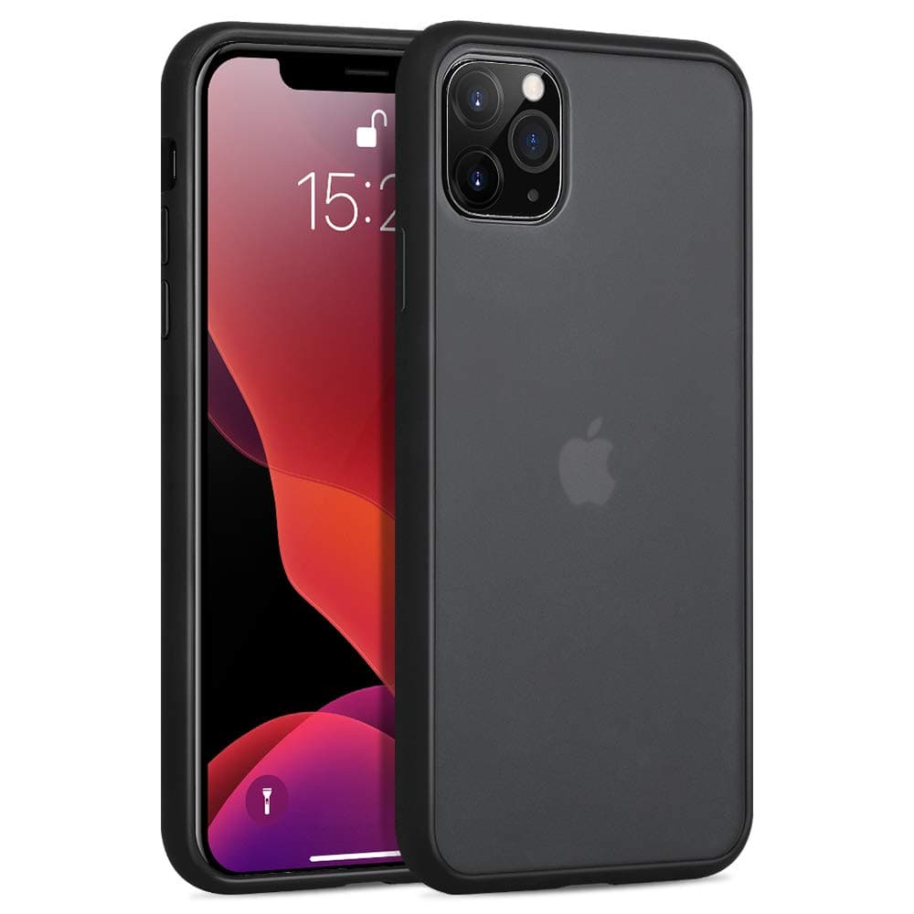 memumi Hybrid Case for iPhone 11 Pro Max Translucent Matte Back Cover with Soft TPU Edges [Shockproof Grade Certified] D3O Material Shockproof for iPhone 11 Pro Max Case Matte Translucent Black