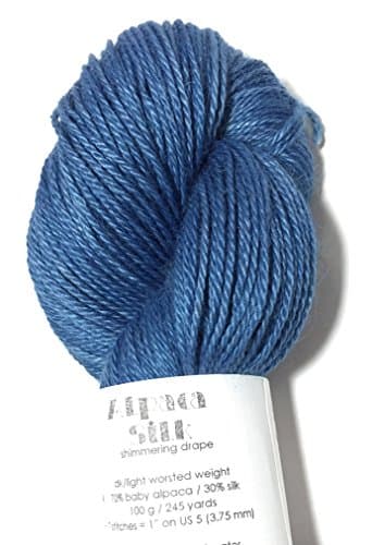 Hand Dyed Alpaca Silk Yarn, Solid Natural Indigo-Double Dyed, Dk Weight, 100 Grams, 245 Yards, 70/30 Baby Alpaca / Mulberry Silk