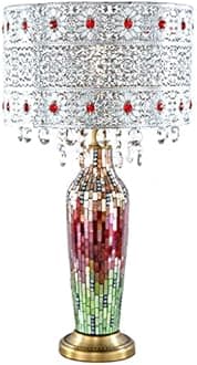 24.25"H Gloria's Crystal Beaded Table Lamp with Mosaic Base - Magenta