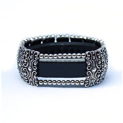 FitBit Alta Cover Bracelet: SANDRINGHAM SCROLL with Window, Antique Silver, 8 1/2"