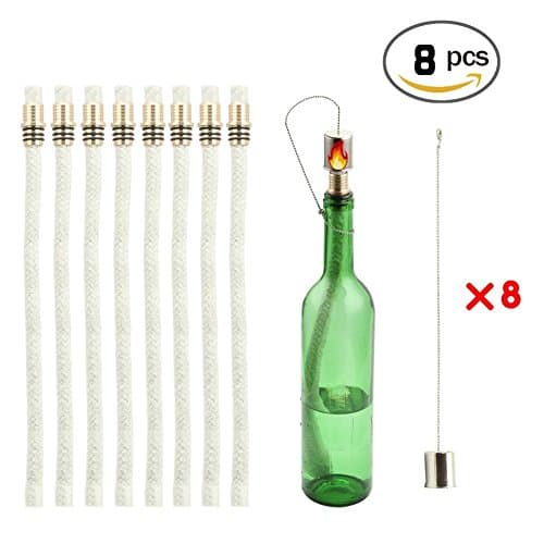 Tiki Torch Kit ,Torch Wicks and Brass Wick Mount , Table Top Torch Lantern Kit 8 PCS(13 39/50 inch ,bottle not included )