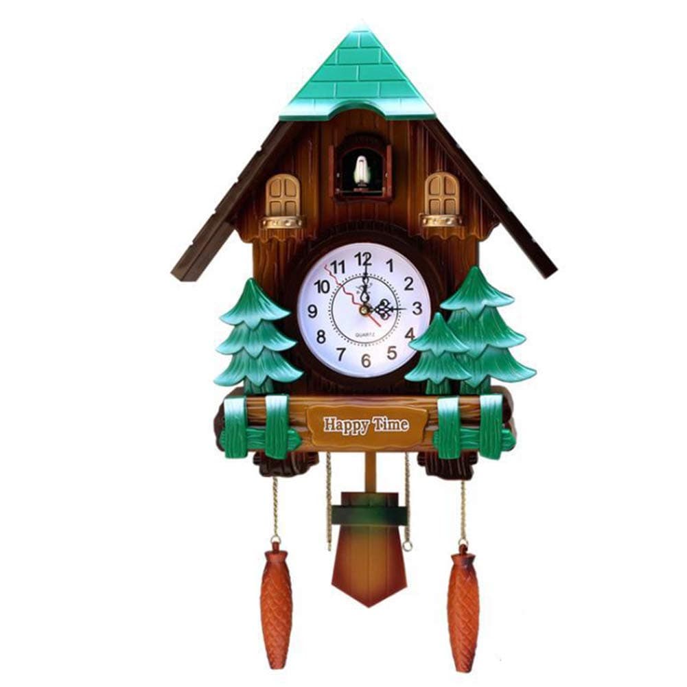 XCXDX Wall Clock, Imitation Wood Cuckoo Wall Clock, Window Time, Living Room Creative Wall Clock, Silent Wall Clock,A