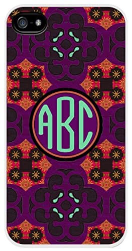 Personalized Monogram Arabian Knights Purple Orange Pattern iPhone 5/5s Case Cover *RUBBER*
