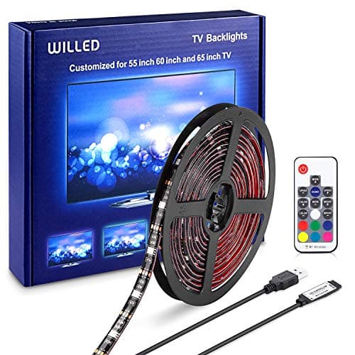 TV LED Backlight | WILLED 12.6ft Customized for 55 60 65 inch TV | USB LED Strip Lights kit | Monitor Bias Lighting RGB Light Strip with RF Remote