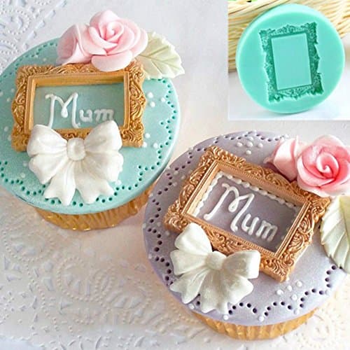 DFYtr511po Vintage Rectangular Pattern Photo Frame Cake Mold Non Stick Silicone Baking Mold DIY Soft Candy Mold